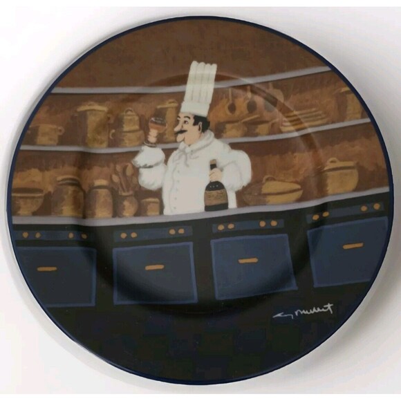 Guy Buffet Williams Sonoma Le Chefs in the Kitchen Salad Plate Set of 6 - Picture 7 of 11